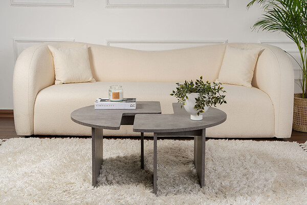 HABITAT ET JARDIN - Table basse en bois "Moira" 90 x 90 x 41 cm - Gris béton - large