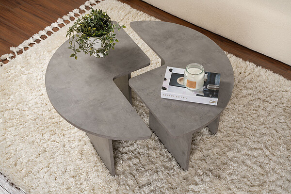 HABITAT ET JARDIN - Table basse en bois "Moira" 90 x 90 x 41 cm - Gris béton - large