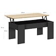 ID MARKET - Table basse plateau relevable rectangulaire TARA bois noir et imitation hêtre - vignette