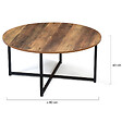 ID MARKET - Table basse ronde HAWKINS 80 cm bois foncé design industriel - vignette