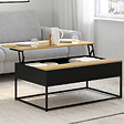 ID MARKET - Table basse plateau relevable rectangulaire BOSTON 100 cm noir plateau bois design industriel - vignette