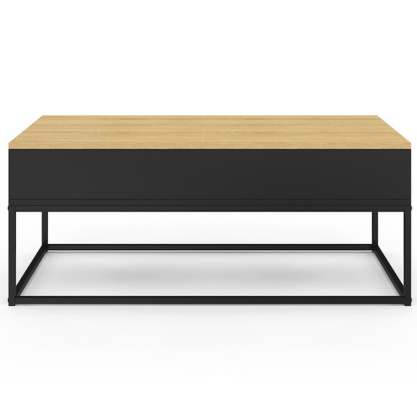 ID MARKET - Table basse plateau relevable rectangulaire BOSTON 100 cm noir plateau bois design industriel - large