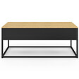 ID MARKET - Table basse plateau relevable rectangulaire BOSTON 100 cm noir plateau bois design industriel - vignette