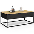 ID MARKET - Table basse plateau relevable rectangulaire BOSTON 100 cm noir plateau bois design industriel - vignette