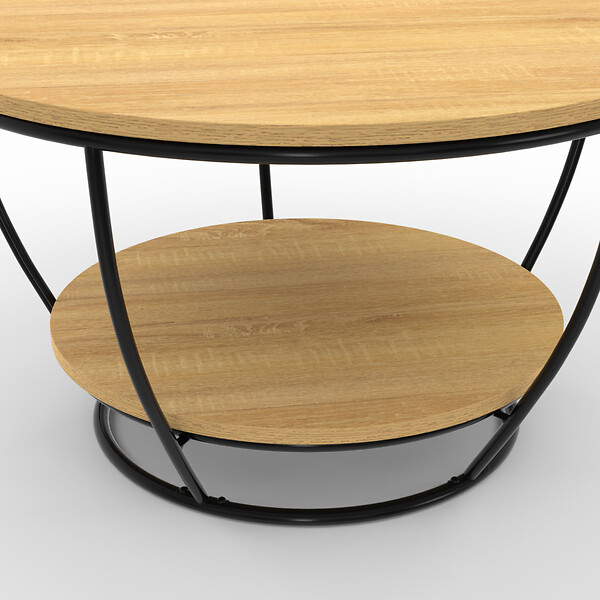 ID MARKET - Table basse filaire double plateau ronde DETROIT 70 cm design industriel - large