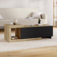 ID MARKET - Table basse extensible rectangulaire RAPHAEL 100-130 cm 1 porte bois et noir - vignette