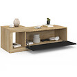 ID MARKET - Table basse extensible rectangulaire RAPHAEL 100-130 cm 1 porte bois et noir - vignette
