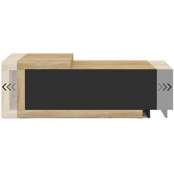 ID MARKET - Table basse extensible rectangulaire RAPHAEL 100-130 cm 1 porte bois et noir - large
