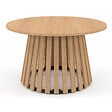 ID MARKET - Table basse ronde CARMEN 70 cm pied bois en lattes et plateau bois - vignette