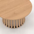 ID MARKET - Table basse ronde CARMEN 70 cm pied bois en lattes et plateau bois - vignette