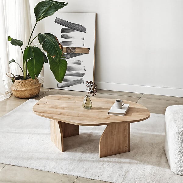 HABITAT ET JARDIN - Table basse en bois "Rock" 100 x 60 x 35 cm - Chêne saphir - large