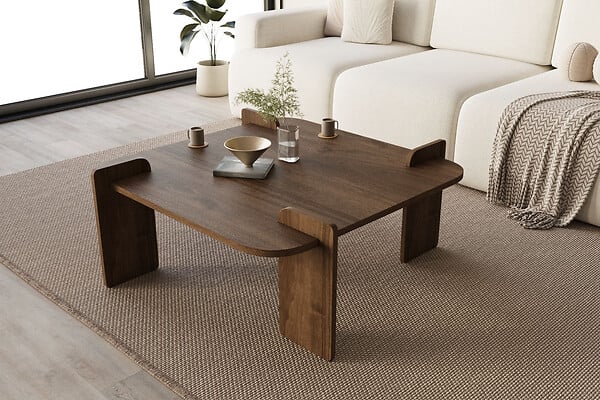 HABITAT ET JARDIN - Table basse en bois "Woog" 90 x 90 x 35 cm - Noyer - large