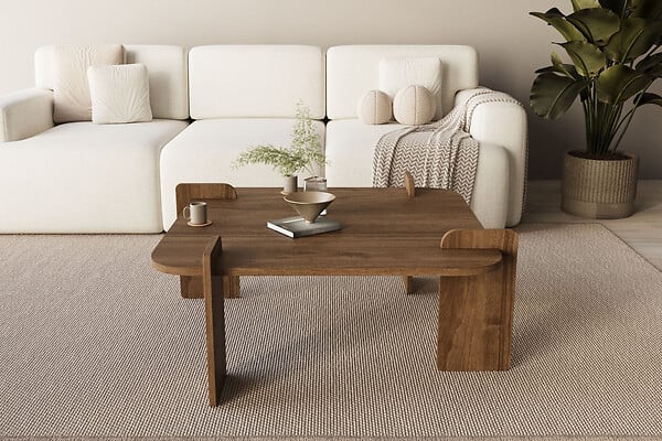 HABITAT ET JARDIN - Table basse en bois "Woog" 90 x 90 x 35 cm - Noyer - large