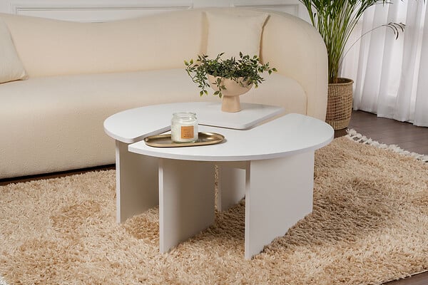 HABITAT ET JARDIN - Table basse en bois "Moira" 90 x 90 x 41 cm - Blanc naturel - large