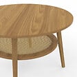 ID MARKET - Table basse ronde HANAE 70 cm bois façon hêtre et plateau effet naturel cannage - vignette