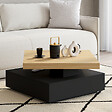 ID MARKET - Table basse carrée pivotante THEA 70 cm bois et noir - vignette