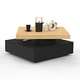 ID MARKET - Table basse carrée pivotante THEA 70 cm bois et noir - vignette