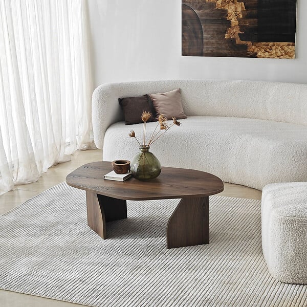 HABITAT ET JARDIN - Table basse en bois "Rock" 100 x 60 x 35 cm - Noyer - large