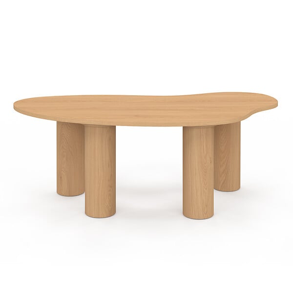 ID MARKET - Table basse ORGANIQUE 100 cm bois effet hêtre - large