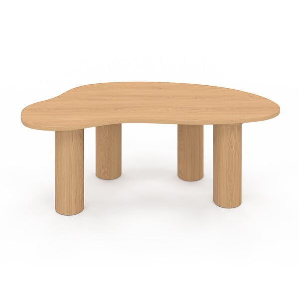 ID MARKET - Table basse ORGANIQUE 100 cm bois effet hêtre - large