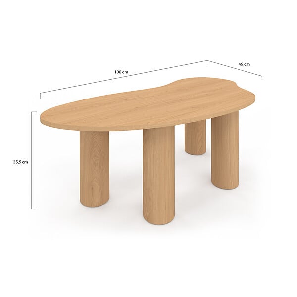 ID MARKET - Table basse ORGANIQUE 100 cm bois effet hêtre - large