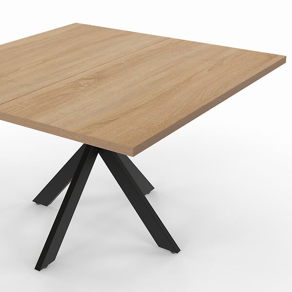 ID MARKET - Table basse carrée ALIX 70 cm pied araignée bois et noir - large
