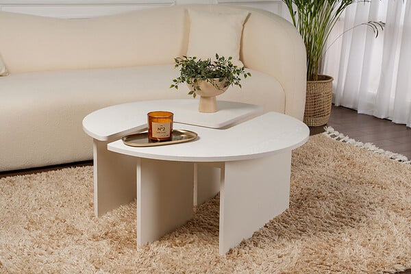 HABITAT ET JARDIN - Table basse en bois "Moira" 90 x 90 x 41 cm - Blanc de bois - large