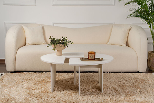 HABITAT ET JARDIN - Table basse en bois "Moira" 90 x 90 x 41 cm - Blanc de bois - large