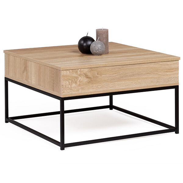 ID MARKET - Table basse plateau relevable carrée DETROIT design industriel - large