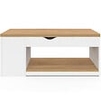 ID MARKET - Table basse plateau relevable rectangulaire convertible en table à manger ELEA 100 cm bois blanc et façon hêtre - vignette