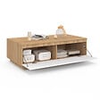 ID MARKET - Table basse TOMI 110 cm avec porte façon hêtre et blanc - vignette
