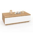 ID MARKET - Table basse TOMI 110 cm avec porte façon hêtre et blanc - vignette