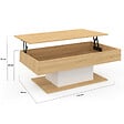 ID MARKET - Table basse plateau relevable rectangulaire EDEN bois et blanc - vignette