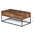 ID MARKET - Table basse plateau relevable rectangulaire DAYTON effet vieilli design industriel - vignette