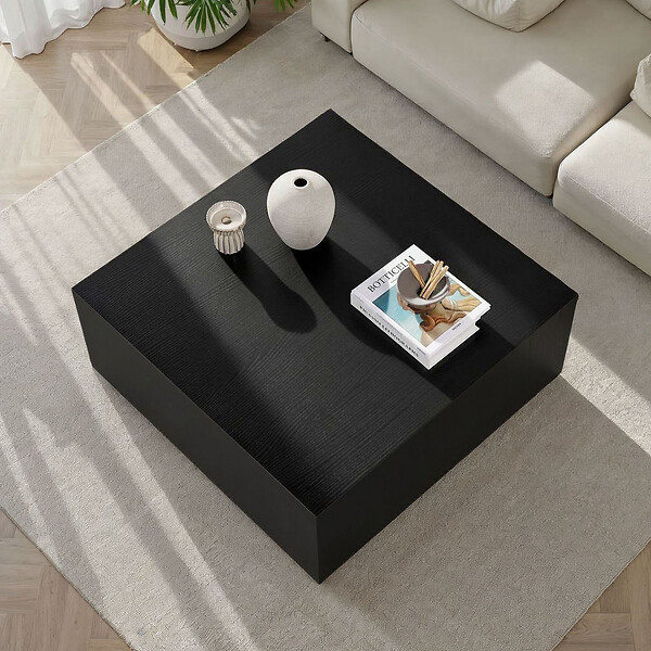 HABITAT ET JARDIN - Table Basse en MDF "Prizma" - 90 x 90 x 35 cm - Bois Noir - large