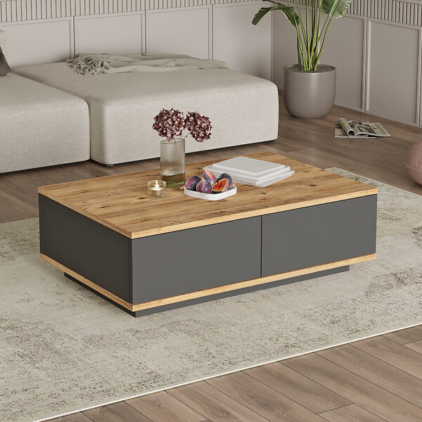 HABITAT ET JARDIN - Table basse en bois "Frew" - 90 x 60 x 28 cm - Marron - large