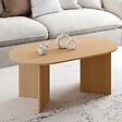 ID MARKET - Table basse ovale MARTHE 110 cm bois façon hêtre - vignette