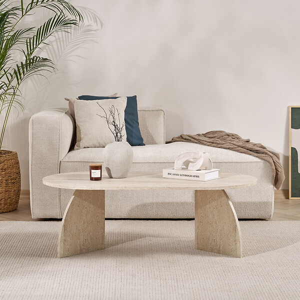 HABITAT ET JARDIN - Table basse en bois "Melina" 120 x 60 x 40 cm - Travertin - large