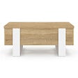 ID MARKET - Table basse plateau relevable rectangulaire convertible en table à manger PHOENIX 97,5 cm bois et blanc - vignette
