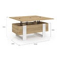 ID MARKET - Table basse plateau relevable rectangulaire convertible en table à manger PHOENIX 97,5 cm bois et blanc - vignette