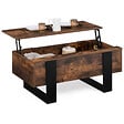 ID MARKET - Table basse plateau relevable rectangulaire PHOENIX bois effet vieilli et noir - vignette