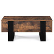ID MARKET - Table basse plateau relevable rectangulaire PHOENIX bois effet vieilli et noir - vignette