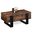 ID MARKET - Table basse plateau relevable rectangulaire PHOENIX bois effet vieilli et noir - vignette