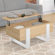 ID MARKET - Table basse plateau relevable rectangulaire PHOENIX bois et blanc - vignette