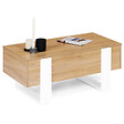 ID MARKET - Table basse plateau relevable rectangulaire PHOENIX bois et blanc - vignette