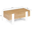 ID MARKET - Table basse plateau relevable rectangulaire PHOENIX bois et blanc - vignette