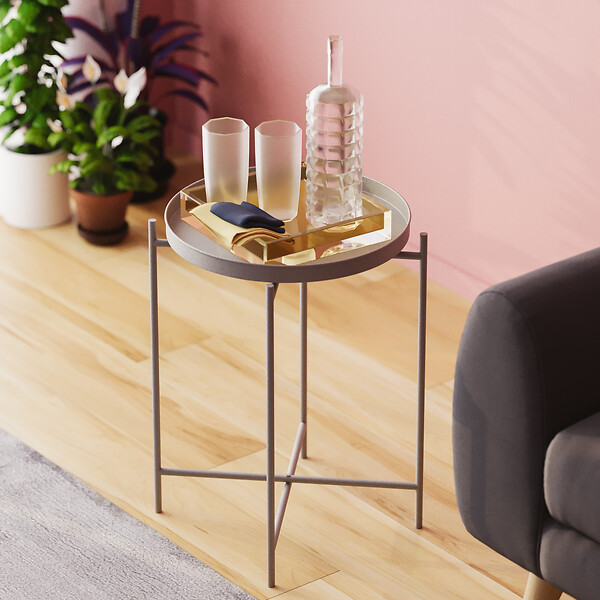HABITAT ET JARDIN - Table basse en métal "Sheby" 46 x 46 x 56 cm - Gris - large
