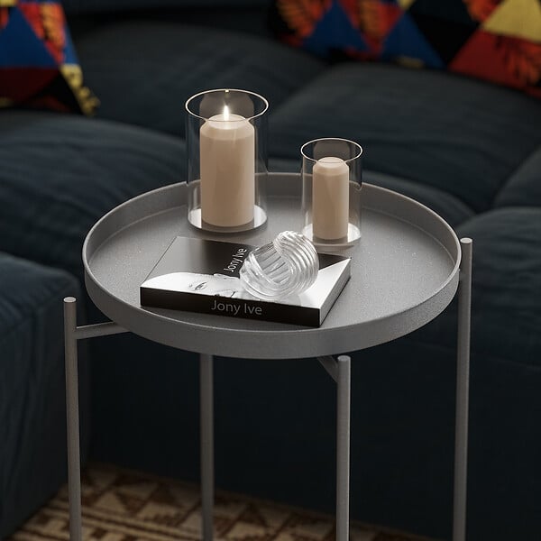 HABITAT ET JARDIN - Table basse en métal "Sheby" 46 x 46 x 56 cm - Gris - large