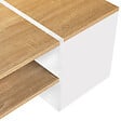 ID MARKET - Table basse bar contemporaine rectangulaire IZIA avec coffre blanc et plateaux bois - vignette