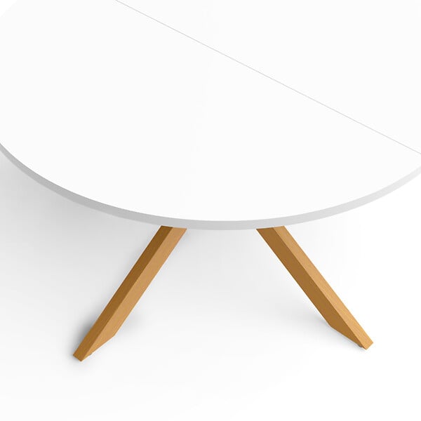 ID MARKET - Table basse GISELE ronde 70 cm pied araignée plateau blanc et pied effet bois - large